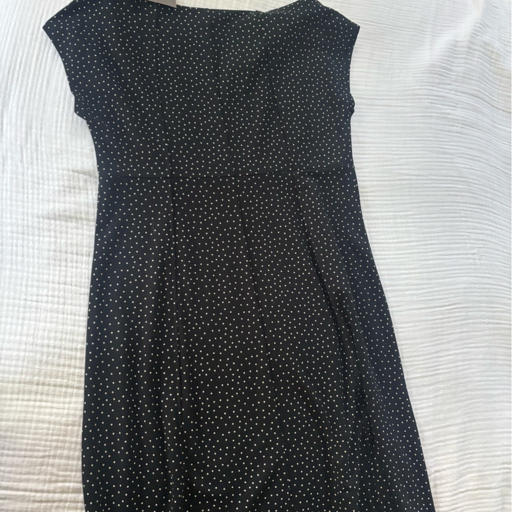 J. Jill Black Midi Dress with White Polka Dots NWT